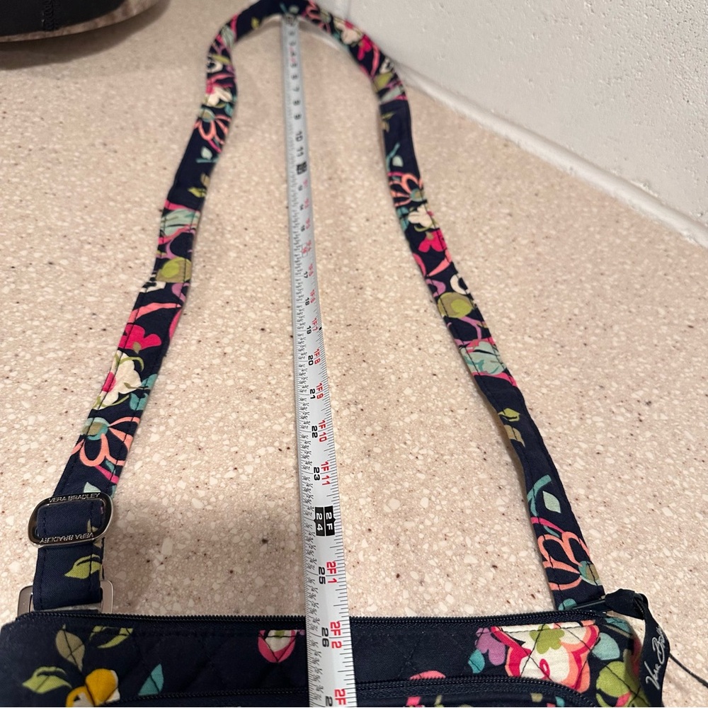 Vera Bradley Little Hipster Crossbody Bag in Navy Floral Retired Pattern Ribbons - Picture 12 of 15
